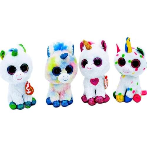New 6" 15cm Ty Big Eyes Flippables Rainbow Unicorn Color Animal Toy Unicorn series Collectible Boy Girl Birthday Gift