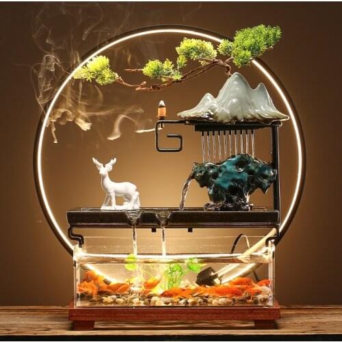 New Chinese Style Flowing Water Ornaments Landscape Fish Tank Living Room Small Fountain Waterfall Home Ornament Furnishing