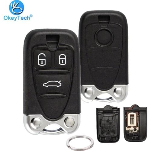 OkeyTech for Alfa Romeo 159 156 Giulietta Brera Spider GT Remote Smart Key Card 3 Button with Uncut Blade & Key Ring Keychain