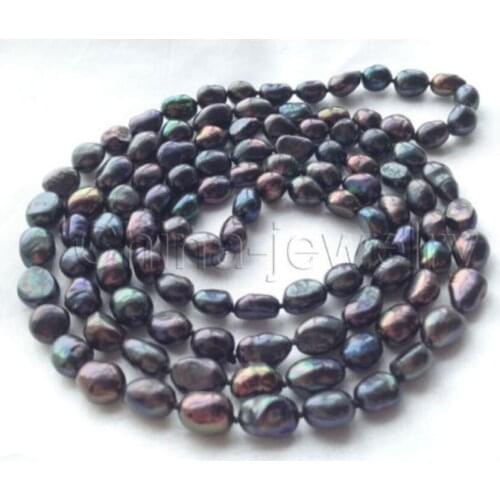 Pretty 45" 9-13mm black baroque freshwater pearl necklace
