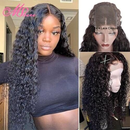 Brazilian Water Wave Wig Lace Front Human Hair Wigs 150% Density Pre Plucked With Baby Hair 4X4 Lace Closure Wig Remy Hair