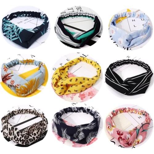 Fashion Floral print Knot Women Headband Vintage Hairband Girls Headwear Leopard Headband Hair Accessories scrunchie girls
