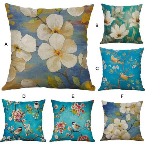 Simple Linen Lovely Flower Printed Pillow Cover Car Room Decoration Cushion Cover Decor Pillowcase наволочки декоративные