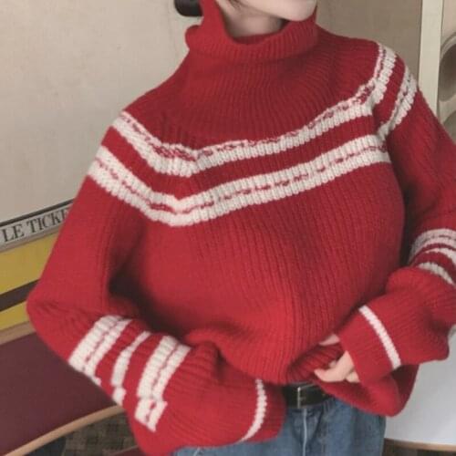 Chic turtleneck simple solid knitted sweater elegant mild solid minimalist pullovers christmas all-match retro streetwear 2020