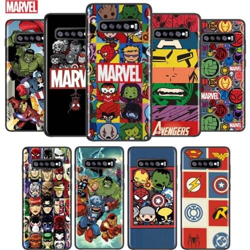 Marvel Anime Superhero Shockproof Cover for Samsung Galaxy S21 S20 FE Ultra Lite S10 5G S10E S9 S8 Plus Black Phone Case