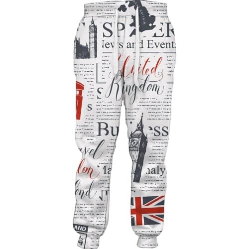CLOOCL Newspaper Printed Pants Mens Joggers Elastic Pockets Jogging Pants Unisex Harajuku Fashion Streetwear Mens Clothing