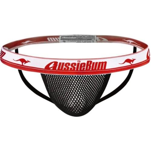 AUSSIEBUM jockstrap swimwear new men thongs elastic mesh Kong Shuangding pants men feeling comfortable thong T pants net hole