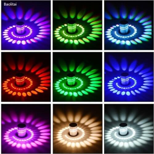 Led Aluminum Wall Lamp 3W Aisle Bar Hotel Living Room Bedroom Spiral Porous Background Light Effect Wall Ambient Light