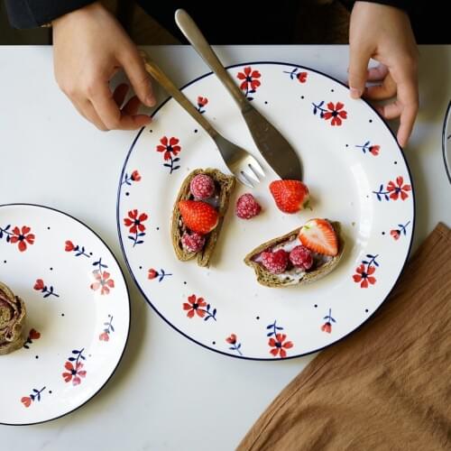 Dinner plates 8 inch 10.5inch trending products 2018 ceramic round floral printed under glazed porcelain dishes small flowers