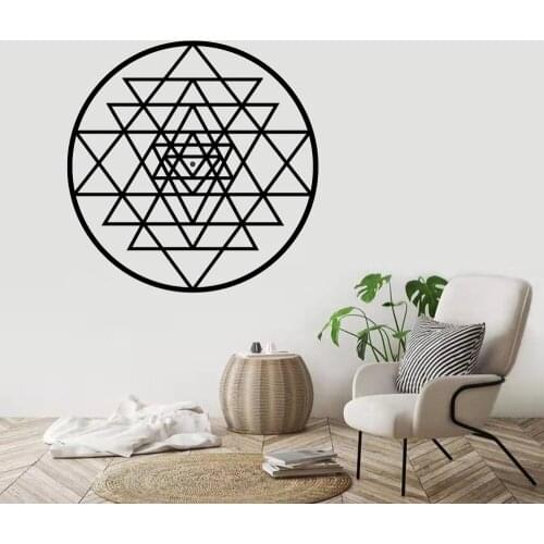 Sri Yantra Pattern Vinyl wall sticker Sacred Geometry Removeable Decal Salon Livingroom Bedroom Home Decoration Art Poster
