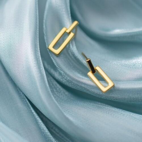 WTLTC 925 Sterling Sliver Square Shaped Stud Earrings for Women Hollow Geometric Studs Earrings Simple Small Post Earrings