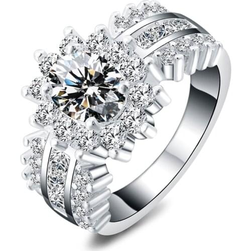 925 Sterling Silver AAA zircon shiny Ring Classic For Women Fashion Wedding Engagement Party Gift Charm Jewelry