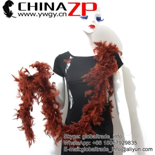 Gold Supplier CHINAZP Factory 2yards/lot Good Quality 40g Dyed Brown Feather Chandelle Boa