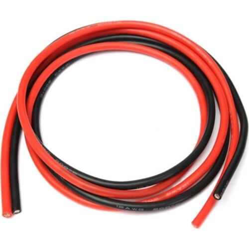 1meter Black +1meter Red Silicone Wire 14AWG 16AWG 18AWG 20AWG 22AWG 24AWG 26AWG Heatproof Soft Silicone Silica Gel Wire Cable