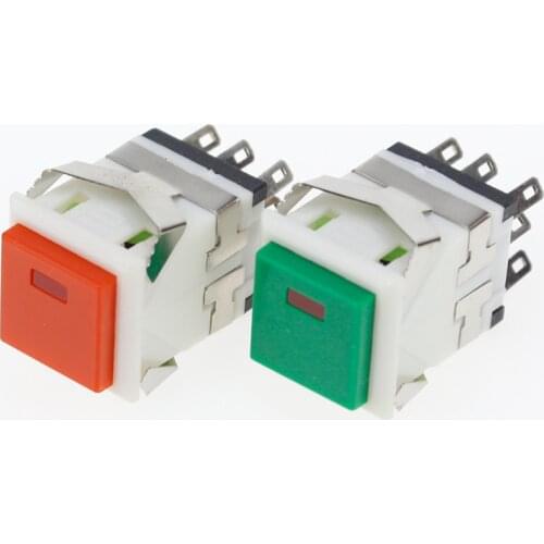 1pcs 17.2*17.2mm 3A/250V 6A/125V Snap-in 2NO2NC Momentary Square Push Button Switch With LED Light Plastic