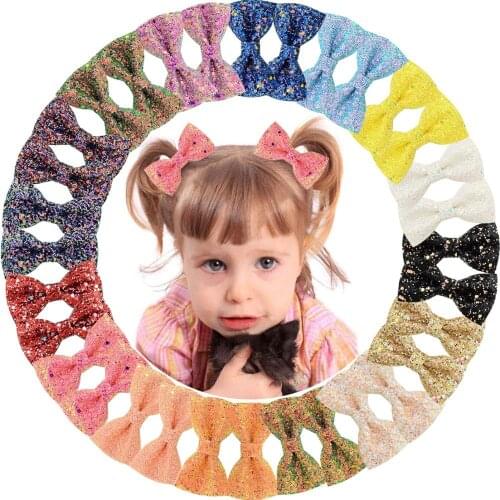 1PC 3 inch Cute Glitter Kids Girls Hair Clips Bling Bows Princess Hairpins Small Colorful Hair Accessories For Children 909
