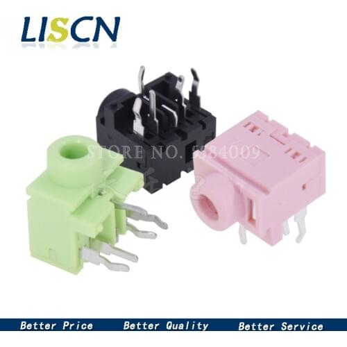 10PCS 3.5mm 0357-5P Female Audio Connector PJ317 5Pin DIP Headphone Jack Socket PJ-317 pink green black