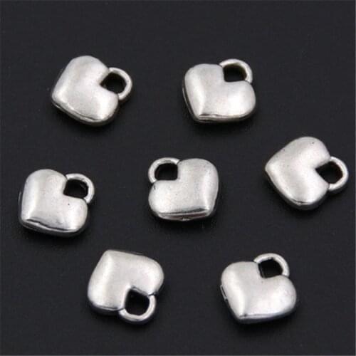 100pcs Silver Color 2 Sides Heart Charms Pendants Jewelry Making DIY Handmade Craft A2556