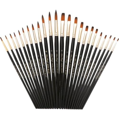 12Pcs/Set Watercolor Gouache Paint Brushes Set Nylon Hair Painting Brush Different Shape Round Pointed Tip Art Supplies