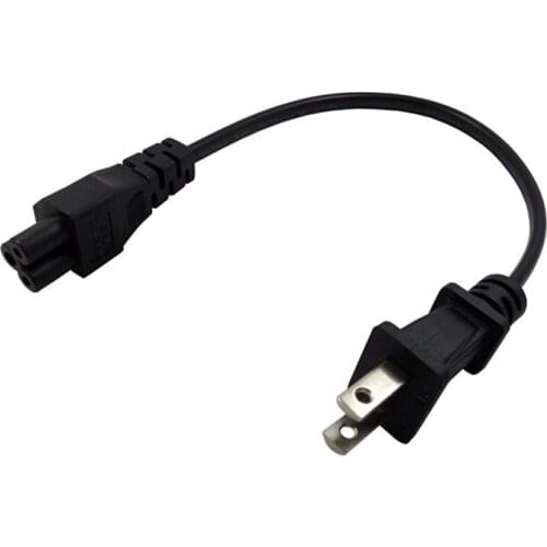 2 Pin JP US Plug 2 Pole IEC 60320 C5 3 Prong AC Power Cord Short Laptop Portable Cable 20cm