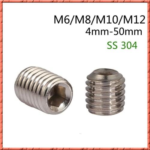 20-200pcs/lot M6/M8/M10/M12 Stainless steel din916 Hex Hexagon Socket Allen Cup Point Grub Screw Set Bolt