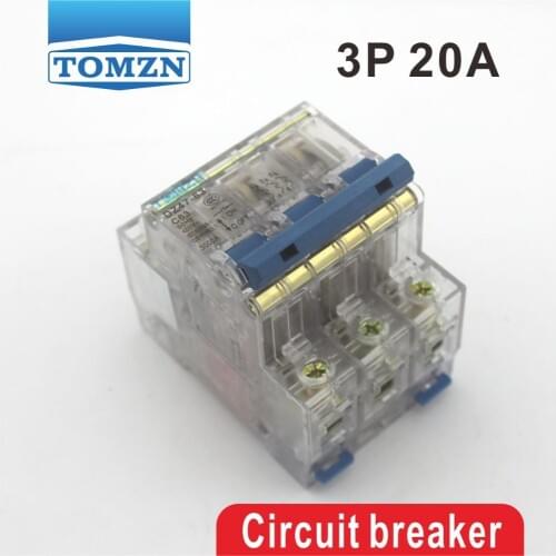 3P 20A 400V~ 50/60HZ Transparent case Mini Circuit breaker MCB safety breakers