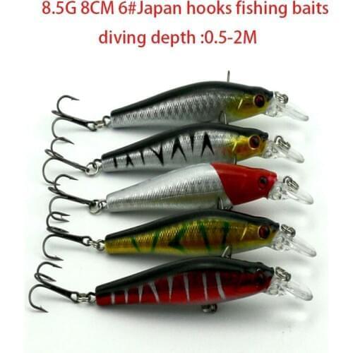 HENGJIA 5PCS 8.5g 8cm minnow fishing baits plastic wobble fishing lures crank pike bass isca de pesca fishing tackles