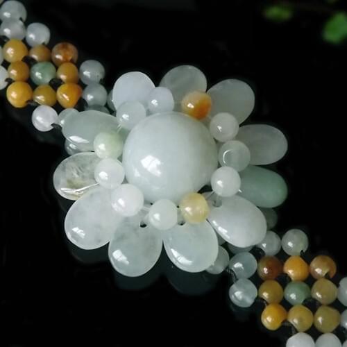 Certified Chinese Jade Jadeite Emerald Sunflower Beads Bracelet Charm Jewellery Fashion Accessories Hand-Carved Amulet Gifts