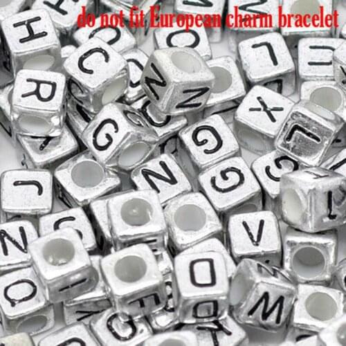 Free Shipping 500 Random Mixed Alphabet /Letter Acrylic Cube Loose Beads Findings For DIY Garment Accessories 6x6mm