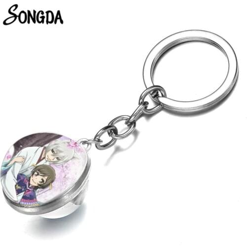 Lovely Japanese Anime Kamisama Love Kiss Key Chain Tomoe Momozono Nanami Cartoon Art Photo Glass Ball Keychain Otaku Collection