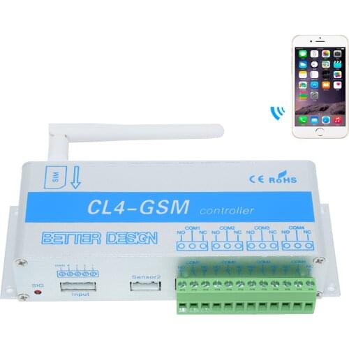 GSM Receiver & Switch for gate openers 4 relays output GSM Garage Gate CL4-GSM GSM Switch SMS controller