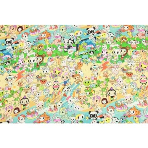 110cm Width Cartoon Unicorn/Star/Bird/Donuts Printed Cotton Fabric For Cushion Cover/Diy Handbag/Slipcover/Curtain DIY Sewing