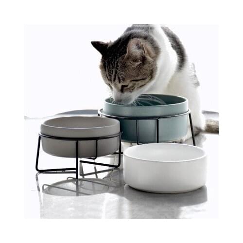 Ceramic Cat Bowl Cat Food Bowl Drinking Bowl Dog Food Bowl Protecting Cervical Spine Pet Products Ceramic Double Cat Bowl