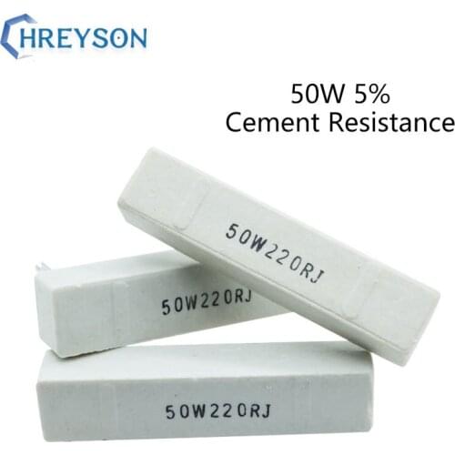 Ceramic Cement Resistor High Power 50W Accuracy 5% 1R/2/2.2/3.3/10/15/22/30/56/75/100 Ohm/200 Ohm 1K 2K