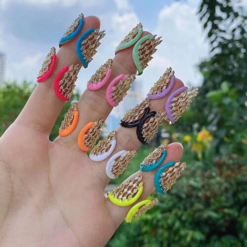 5Pcs Popular Women Vintage Hollow Enamel Butterfly Rings Punk Gold Color Crystal Zircon Ring Statement Jewelry Party Gift