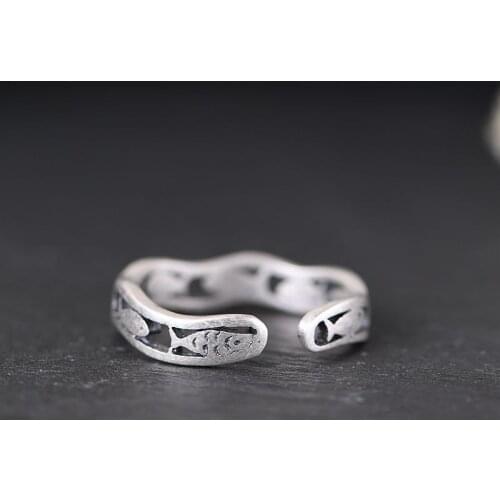 Korean Open Adjustable Fish Finger Rings for Women Wedding Ring Jewelry Valentines Day GIFT