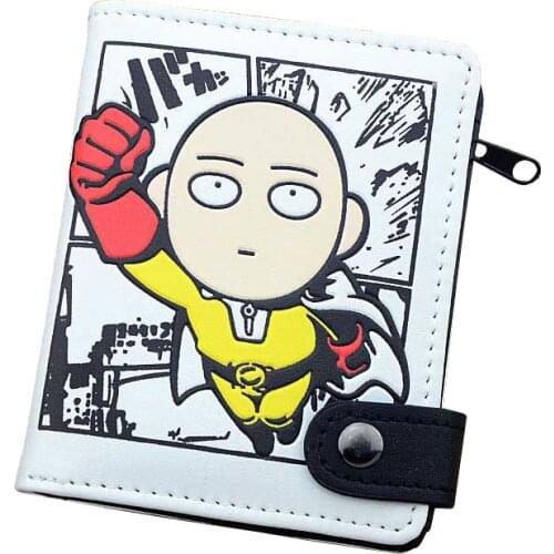 Anime One Punch Man PU Button Zipper Women Men Wallet Coin Purse