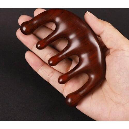 Meridian comb portable scalp massage wide-toothed solid wood comb natural ebony anti-static massage comb