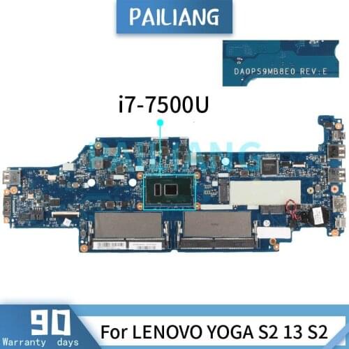 Mainboard For LENOVO YOGA S2 13 S2 i7-7500U Laptop motherboard DA0PS9MB8E0 SR2ZV DDR4 Tested OK