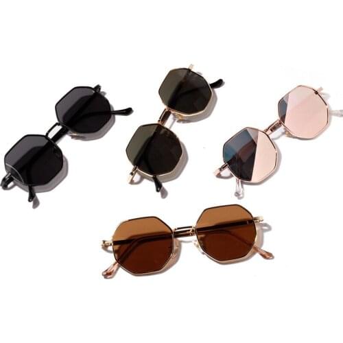 2021 Retro Polygon Drivers goggles Men Women Luxury pink Lens Round Sunglasses Vintage Small frame Mirror color sunglasses