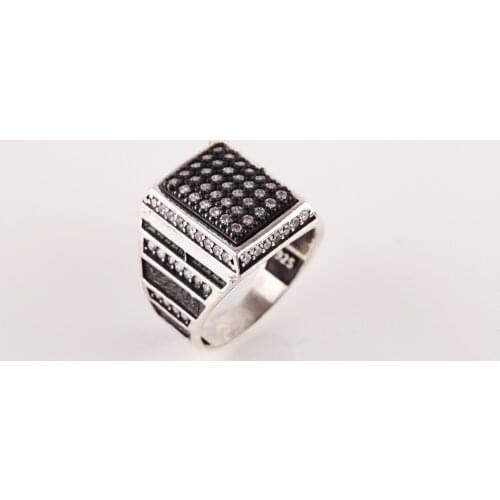 UM US JEWELRY Micro Cubic Zirconia 925 Sterling Silver Men Ring