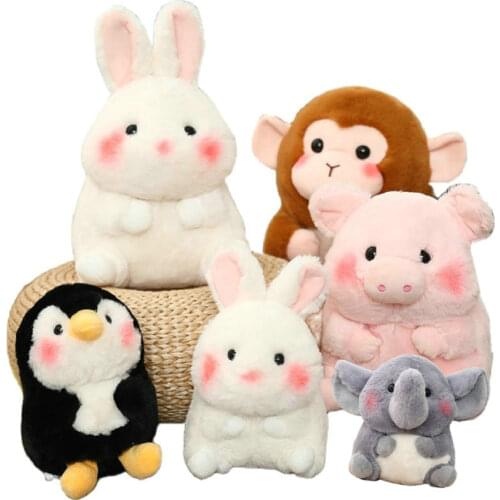 18-40cm Ball Shape Animals Stuffed Cartoon Bunny Pink Pig monkey Elephant Penguin Hug Cuddly Plushies Toys Ferry Plush Soft Doll