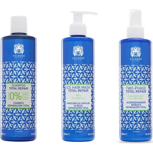Valquer hair repair Pack. Zero shampoo 400ml + 300ml mask + 300ml biphase conditioner. Damaged Hair