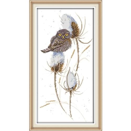 A bird in the snow cross stitch kit animal 14ct 11ct count print canvas stitches embroidery DIY handmade needlework