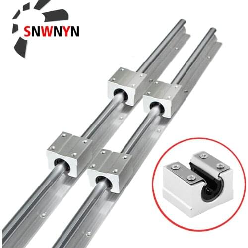 SBR20 Set 200-1200mm Linear Guide Rail Any Length With 4pcs SBR20UU Linear Bearing Blocks For CNC Router Parts 20mm Linear Rail