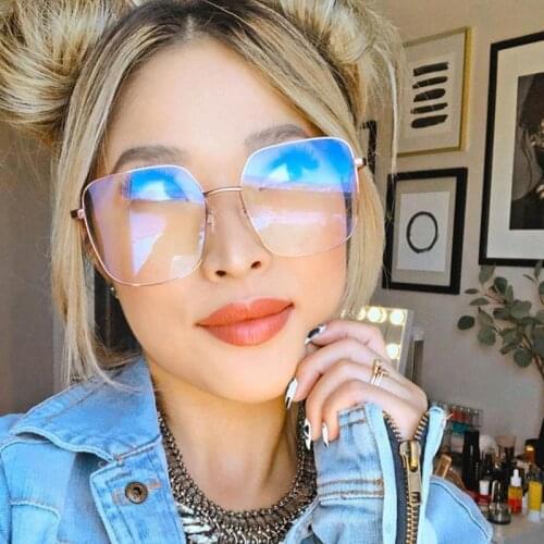 Oversized Transparent Glasses Frame Square Alloy Frame Optical Clear Len Glasses Myopia Frames Eyewear Anti-blue Light Glasses