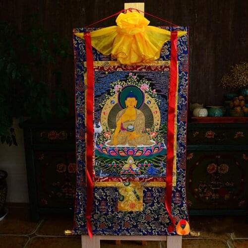 Wholesale Buddhist supplies-87CM large -Buddhism HOME WALL Decor ART silk Sakyamuni Buddha Thang-ga Thangka Buddha painting