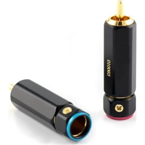 Gold Plated lockable RCA of amplifier cable solderless RCA lotus plug connector signal audio coaxial line plugs