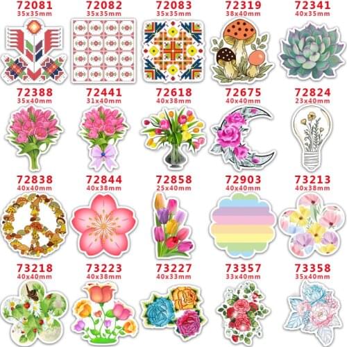 DIY Craft Supplies Sewing Accessories Cartoon Flower Printed Planar Resins Mold 30 Pieces. PR-72081