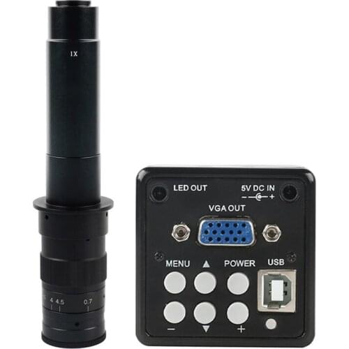 2MP VGA USB Output Industry Digital Video Microscope Camera+Continuous Zoom 180X/300X Adjustable C-mount Lens For PCB Repair